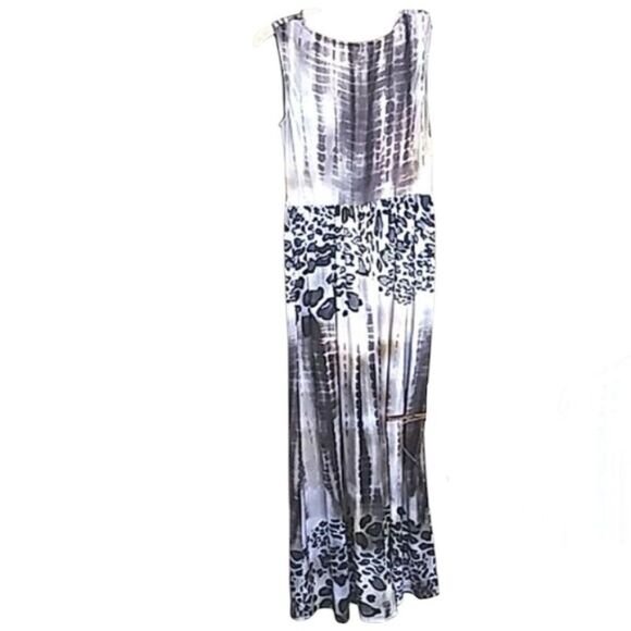 Dressbarn Dress Maxi Stretchy Vintage Y2K Animal Print Gray White Tan Black  4 - Picture 3 of 11